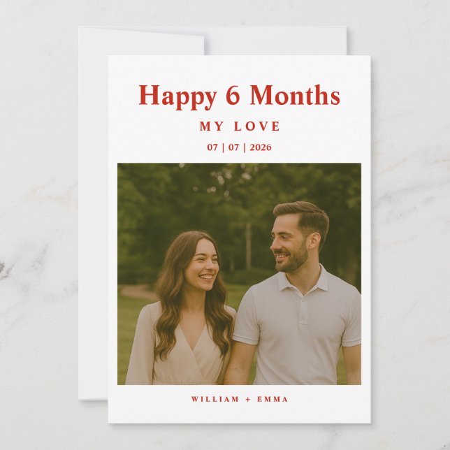 Fully Custom 6 Month Anniversary Card for Couple (Anverso)