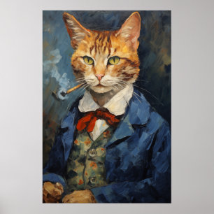 fumar gato Humo de pipa de tabaco impresión de art