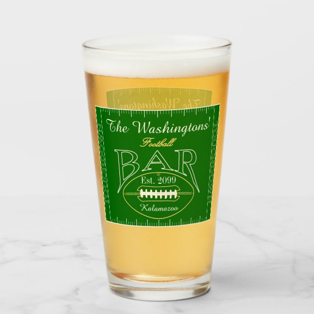 Fun American Football Bar Drinkware Beer Pint Beer (Anverso (lleno))