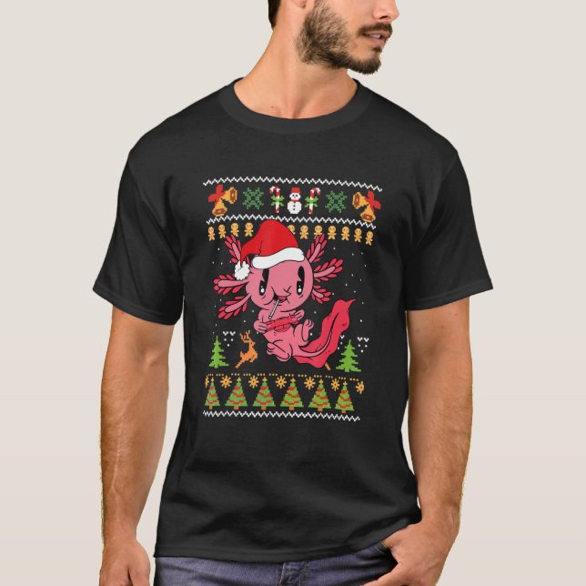 Fun Axolotl Gamer Axolotl Navidades feos Sweater (Anverso)