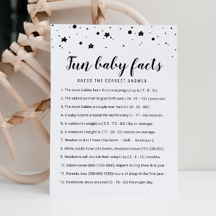 Fun Baby Facts Game con la tarjeta de Baby Shower