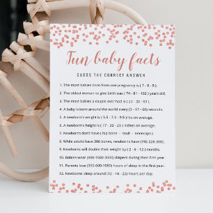 Fun Baby Facts Game con la tarjeta de Baby Shower