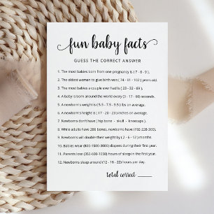 Fun Baby Facts Game con la tarjeta de Baby Shower