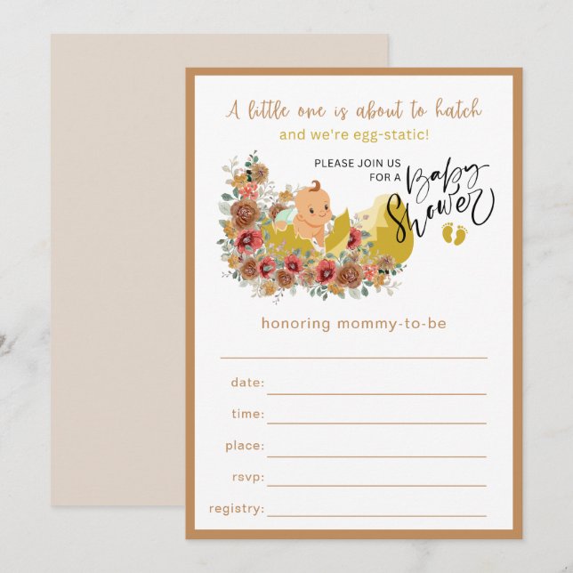 Fun Baby Shower Rellenar Invitación No 1 (Anverso / Reverso)