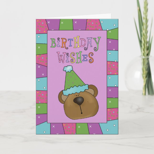 Fun Bear Birthday Wire Tarjeta de felicitación de  (Anverso)