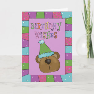 Fun Bear Birthday Wire Tarjeta de felicitación de 