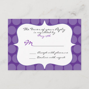 Fun Big Purple Polka Dots Wedding Tarjeta de respu