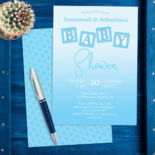 Fun Blue Ombre BABY Boy Bloquea Invitación De Duch