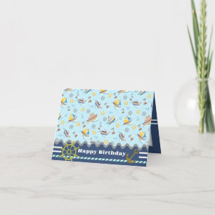 Fun Boats Blue. Tarjeta de cumpleaños