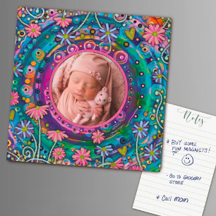 Fun Bonito Familia Foto Colorosa Floral