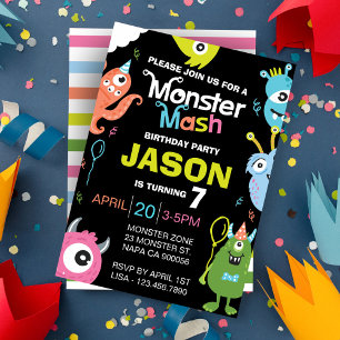 Fun Bright Monster Mash Invitación a la fiesta de