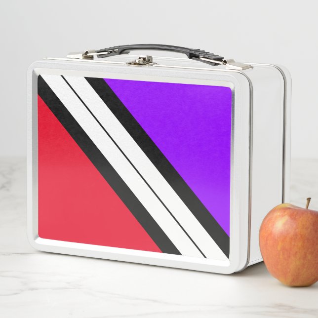 Fun Bright Red Purple Black Carreras Rayas Blancas (In situ)