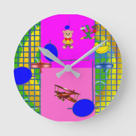 Fun brillante bloqueo rosa en el reloj de pared de