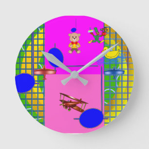 Fun brillante bloqueo rosa en el reloj de pared de