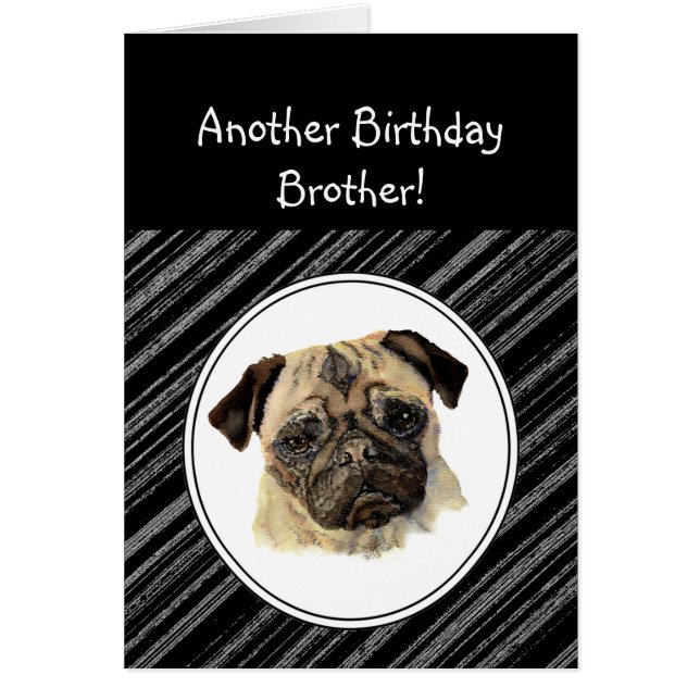 Fun Brother No se ve Triste Cumpleaños Pug Mascota (Frente)