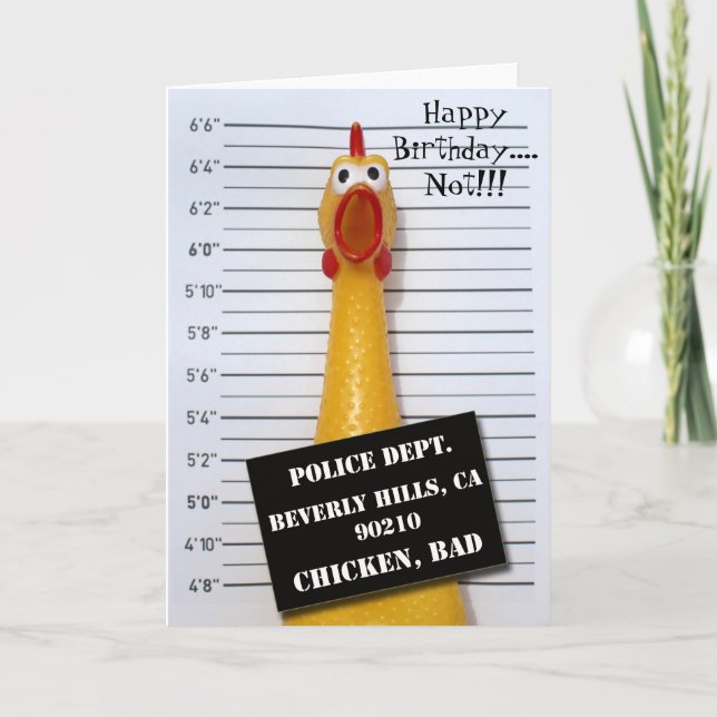 Fun Chicken Mugshot tarjeta de felicitación de cum (Anverso)