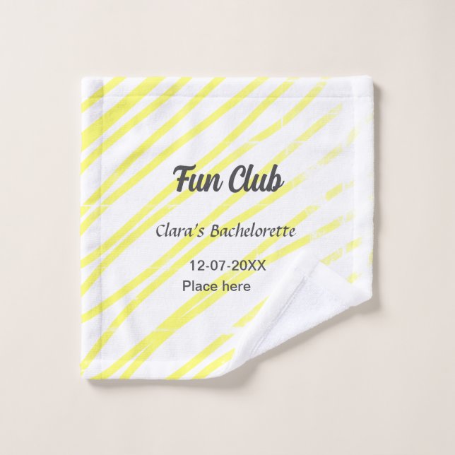 Fun Club bachelorette party yellow lines backgroun (Toallita)