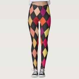 Fun Colorful Argyle Pattern Leggings