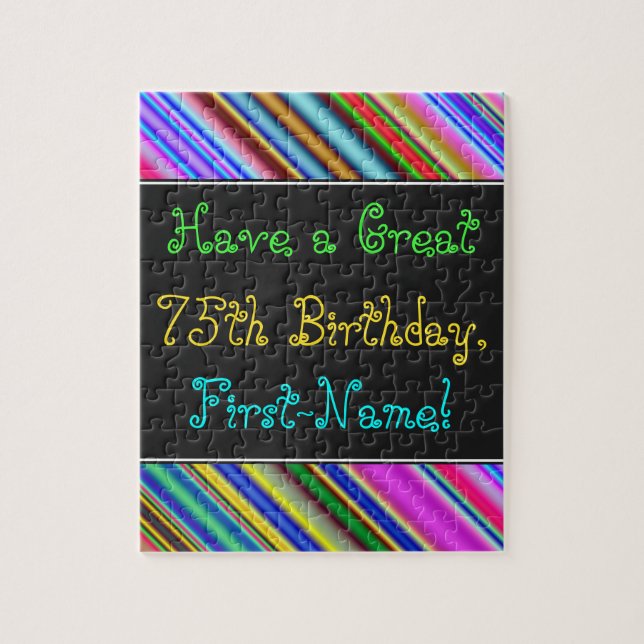 Fun, Colorful, Whimsical 75th Birthday Puzzle (Vertical)