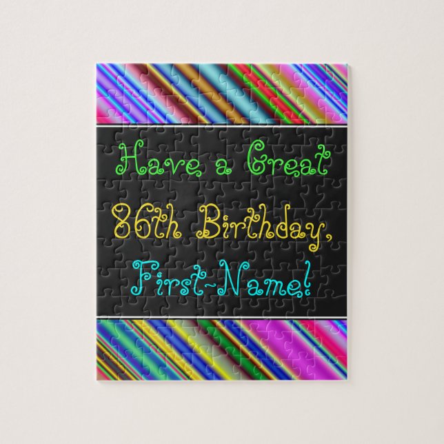 Fun, Colorful, Whimsical 86th Birthday Puzzle (Vertical)