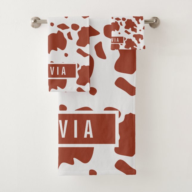 Fun Custom Name Ayrshire Cow Animal Print Pattern (In situ)