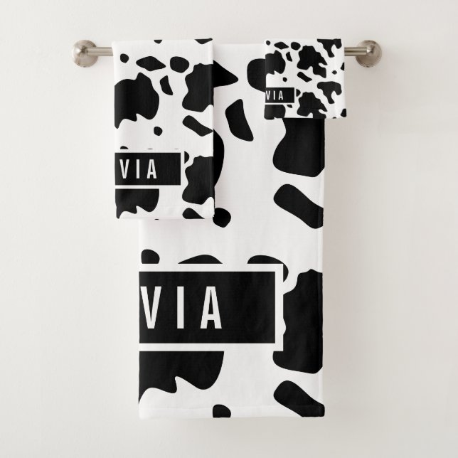 Fun Custom Name Holstein Cow Animal Print Pattern (In situ)