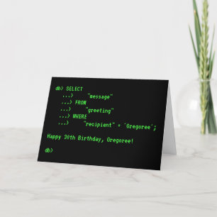 Fun Database Query Feliz Cumpleaños Tarjeta de Sal