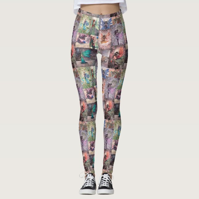 Fun Fairies Collage Fantasy Art Leggings (Anverso)