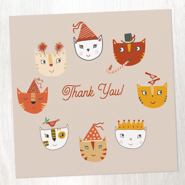 Fun Fiesta Cat Gracias Tarjeta (Fun party cat themed thank you card)
