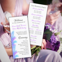 Fun Flamingo & Hearts Wedding Program Tarjeta plan
