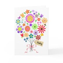Fun Floral Bouquet con tarjeta de nombre Tarjeta d