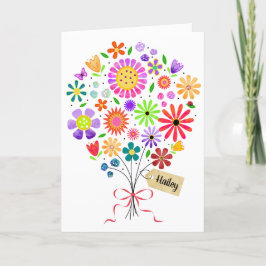 Fun Floral Bouquet con tarjeta de nombre Tarjeta d