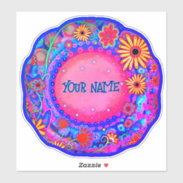 Fun Floral Nombre personalizado Pegatina de inespi