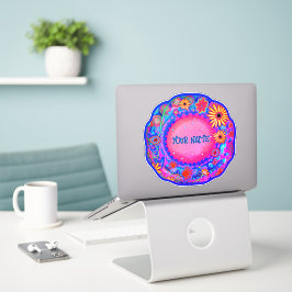 Fun Floral Nombre personalizado Pegatina de inespi