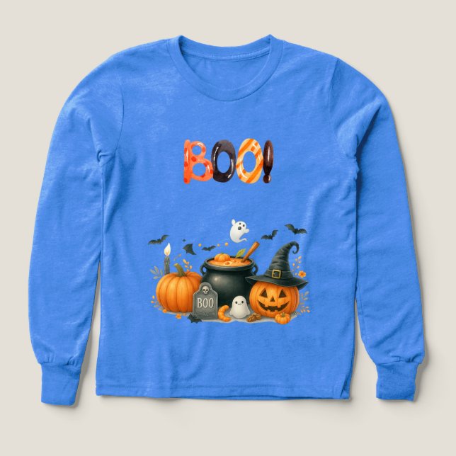 Fun Fun Halloween Boo niños tee con fantasmas (Diseño frontal)
