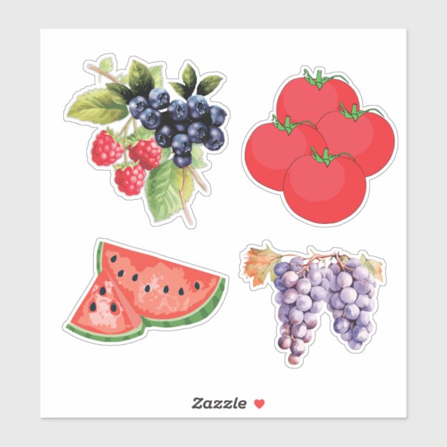 Fun Furit Pegatina Pack Watermelon Berries Grapes (Hoja)