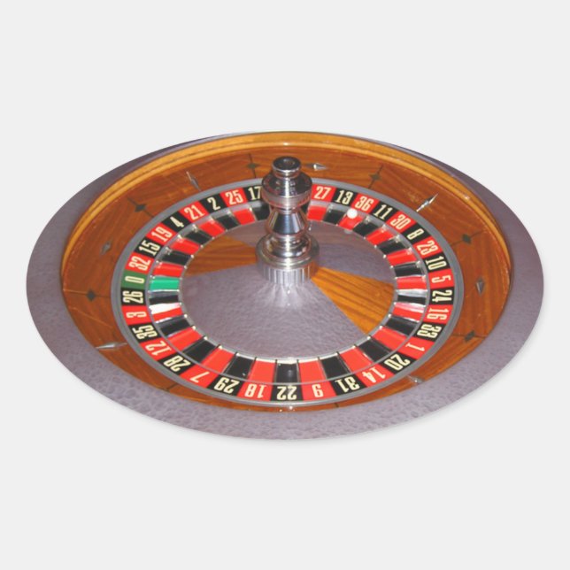 Fun Gambling ruulette Wheel pegatina oval (Anverso)