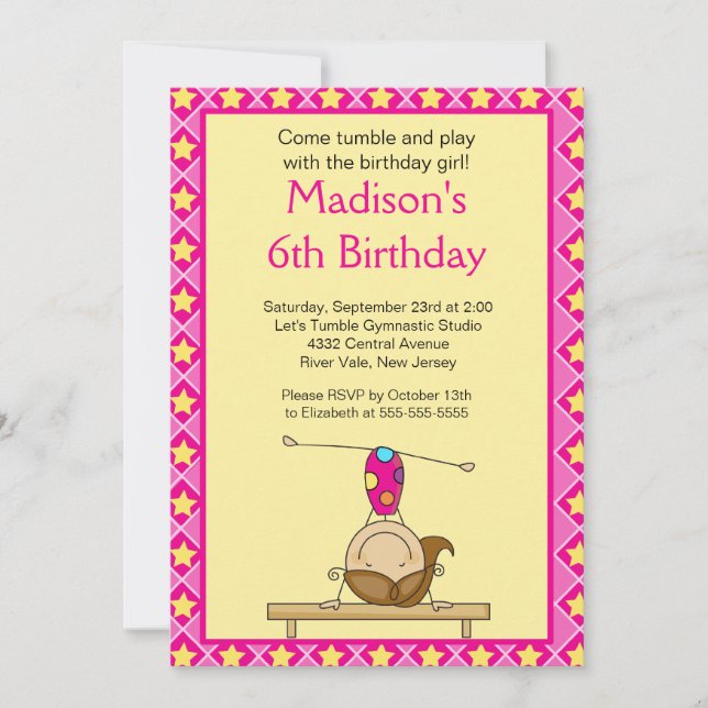 Fun Gimnasia Niños Invitación a fiesta de cumpleañ (Anverso)