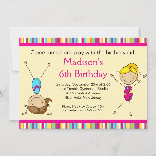 Fun Gimnasia Niños Invitación a fiesta de cumpleañ (Anverso)