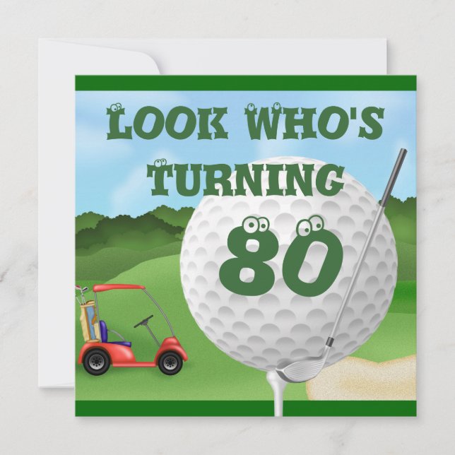 Fun Golf 80.º PLANTILLA invitaciones de cumpleaños (Anverso)