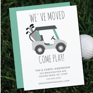 Fun Golf Cart Moving Invitación Card
