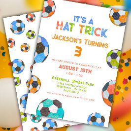 Fun Gorra de fútbol truco invitación a cumplir 3 a