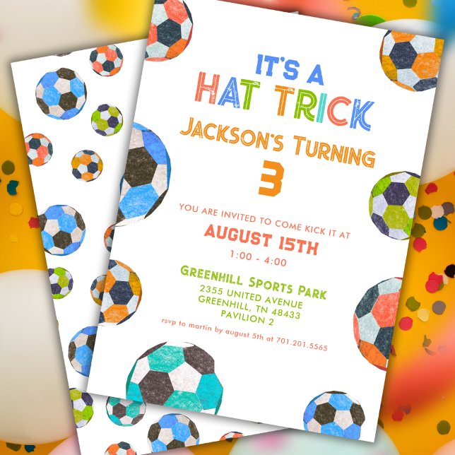 Fun Gorra de fútbol truco invitación a cumplir 3 a (Subido por el creador)