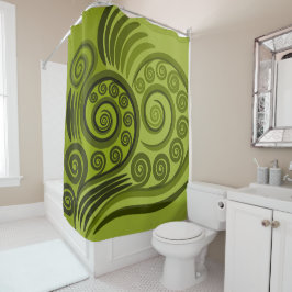 Fun Green Fern Frond Abstract Shower Cortina