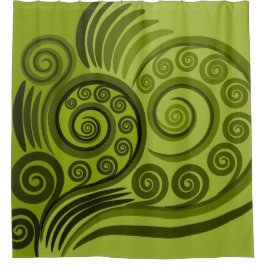 Fun Green Fern Frond Abstract Shower Cortina