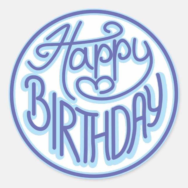 Fun Happy Birday design Classic Round Pegatina (Anverso)