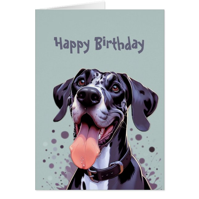 Fun Happy Birday Great Dane Dog Zoomies (Frente)
