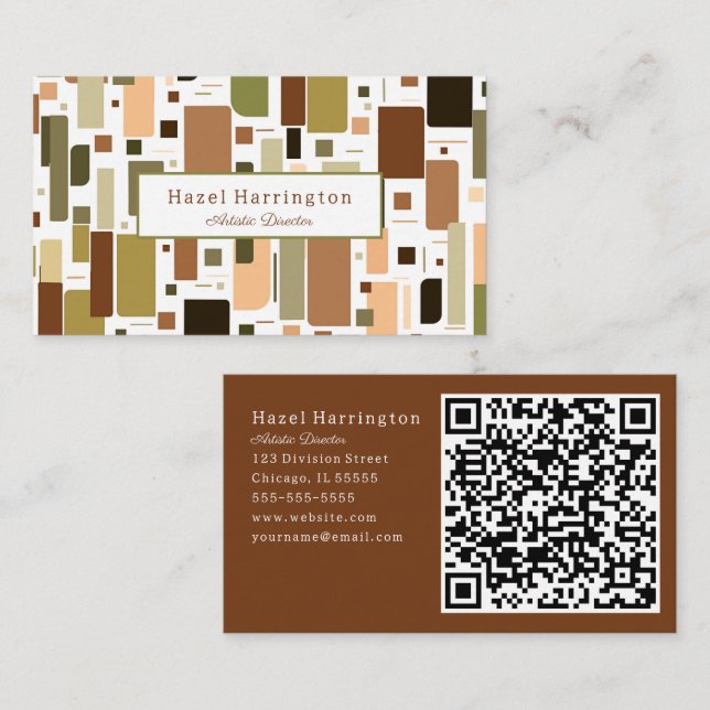 Fun HQ Código Retro Tarjeta de Negocio Mid Century (Anverso / Reverso)