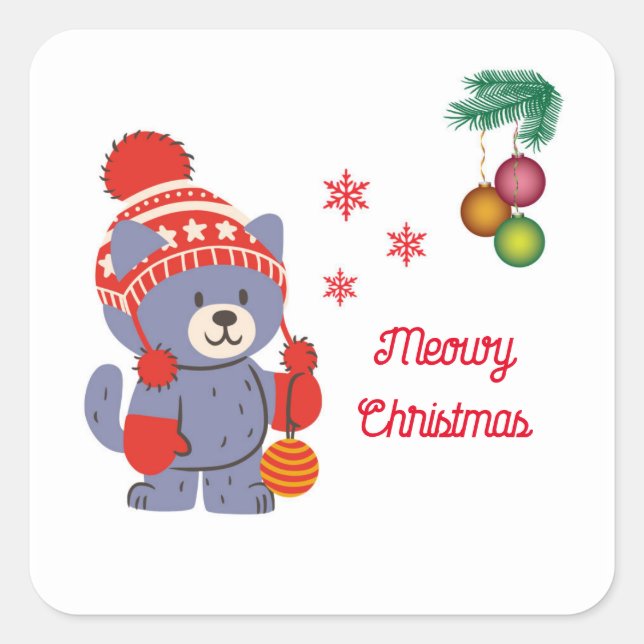 Fun Meowy Navidades Pegatinas gatos (Anverso)