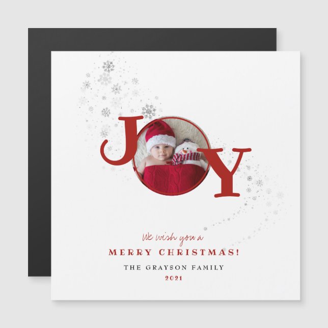 Fun Merry Christmas Joy Photo Holiday Card Magner (Anverso/Reverso)
